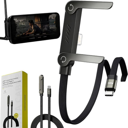 240W USB-C Fast Charging Cable with Stand - 2 Pack