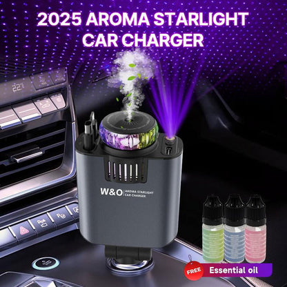 W&O Aromatic Starlight Car Charger – Fast Charging, Dual Port + 3 Diffuser Bottles Free