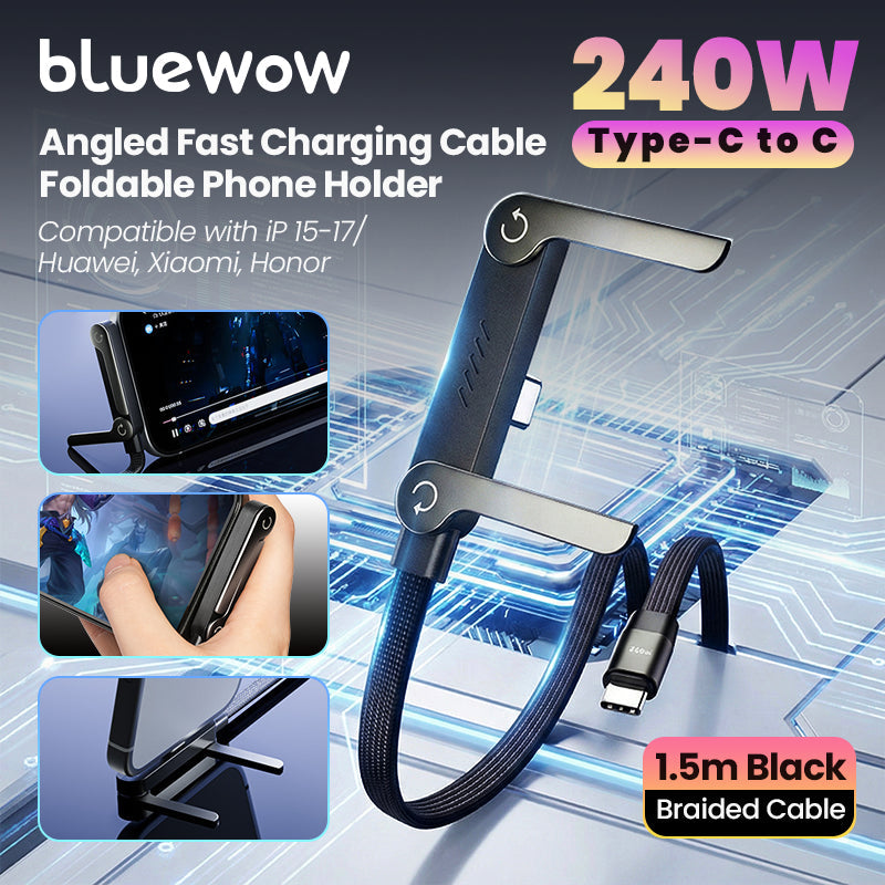 240W USB-C Fast Charging Cable with Stand - 2 Pack