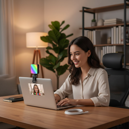 RGB clip light on laptop for video call