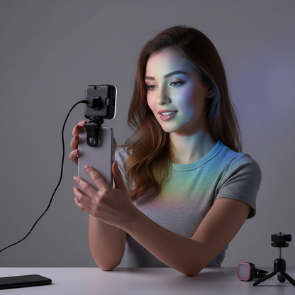 RGB clip light on smartphone for content creation